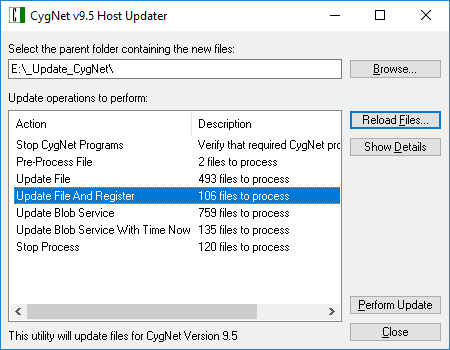 CygNet Host Updater sample dialog box